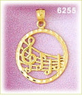 14K Gold Music Notes Charm