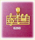 14K Gold Music Staff Charm
