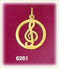 14K Gold Encircled G Clef Music Charm