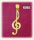 14K Gold Polished G Clef Charm