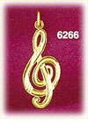 14K Gold Music G Clef Charm