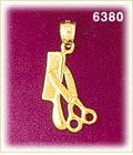 14K Gold 3D Hair Cutting Scissors & Comb Charm