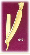 14K Gold 3D Moveable Straight Razor Charm