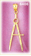14K Gold Compass Charm