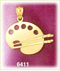 14K Gold Paint Brushes & Palette Charm