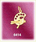 14K Gold Painting Palette W/Paint Brushes & Paint Charm