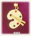 14K Gold Painting Palette W/Enamel Paints Charm
