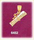 14K Tri Color Gold Diploma Charm