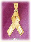 14K Gold Etched Ribbon Charm
