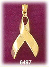 14K Gold Polished 3D Ribbon Charm