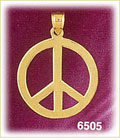 14K Gold Peace Symbol Charm
