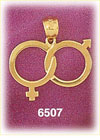 14K Gold Male Female Signs Charm