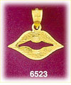 14K Gold Open Lips Charm