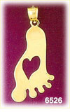 14K Gold Foot W/Heart Charm