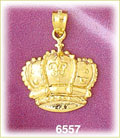 14K Gold Crown W/Fleur De Lis Charm