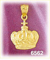 14K Gold Crown & Cross Charm