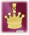 14K Gold Heart Crown Charm