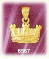 14K Gold Castle Crown Charm
