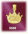 14K Gold Queen Crown Charm