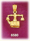 14K Gold 3D Telephone Charm