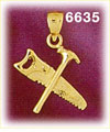 14K Gold Hammer & Saw Tool Charm