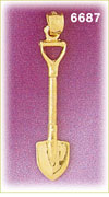 14K Gold Shovel 3D Charm