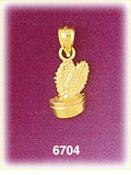 14K Gold Cactus Charm