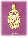 14K Gold Ornate Framed Rose Charm