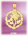 14K Gold Elegant Rose Charm