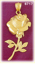 14K Gold Single Rose Charm