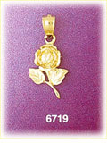 14K Gold Blooming Rose Charm