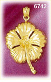 14K Gold Flowering Hibiscus Charm