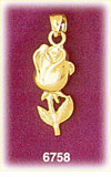 14K Gold Rosebud Charm