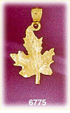 14K Gold Autumn Leaf Charm