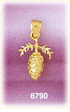 14K Gold Pine Cone 3D Charm
