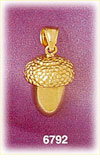 14K Gold 3D Acorn Charm
