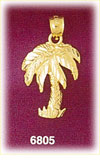 14K Gold Exotic Palm Tree Charm
