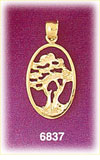 14K Gold Tree Blowing In The Wind Charm