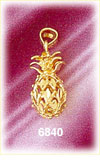 14K Gold Pineapple 3D Charm