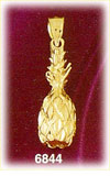 14K Gold 3D Whole Pineapple Fruit Charm