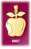 14K Gold Bite Out Of Apple Charm