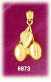 14K Gold 3D Kiwi Charm