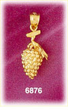 14K Gold 3D Grapes Charm