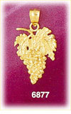 14K Gold Grapes Charm