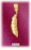 14K Gold Pod Of Peas Charm