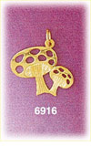 14K Gold Mushroom Charm