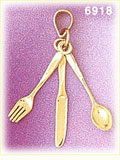 14K Gold 3D Silverware Charm