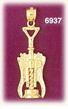 14K Gold 3D Wine Bottle Opener Charm