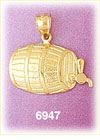 14K Gold Wine Barrel Charm