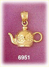 14K Gold Tea Kettle Charm